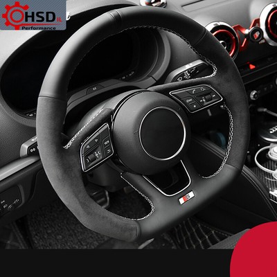 Alcantara & Leather Steering Wheel Cover For Audi A3 S3 A4 A5 S5 A1 Q2