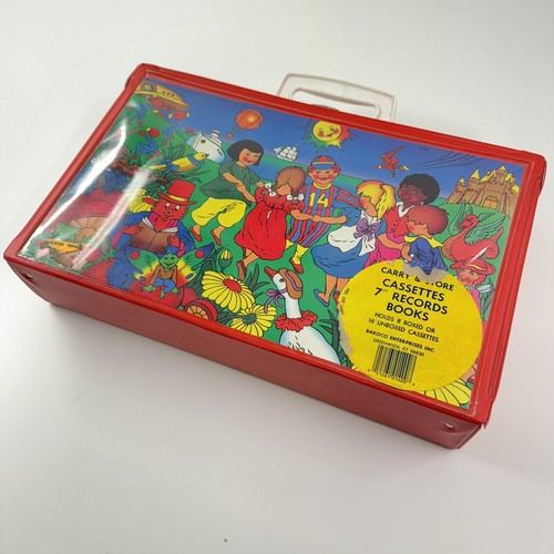 VTG Baroco Carry Store Case See Hear Read Books 7” Records Cassettes Red 1984 - Picture 3 of 10