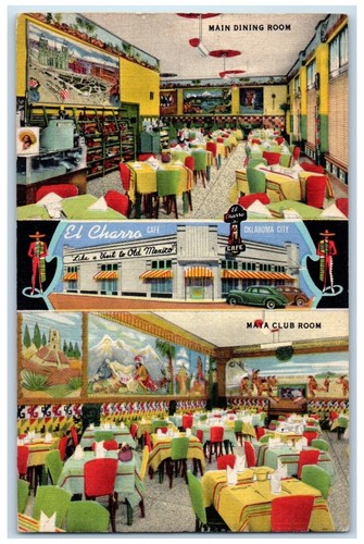 Oklahoma City Oklahoma Postcard El Charro Cafe Multiview Restaurant 1949 Vintage