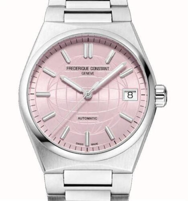 Frederique Constant Damenuhr Highlife Ladies Stahl/Stahl Rosa Zifferblatt