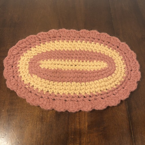 Vintage DOLLHOUSE MINIATURE Stitched Crochet Oval Area Rug eBay