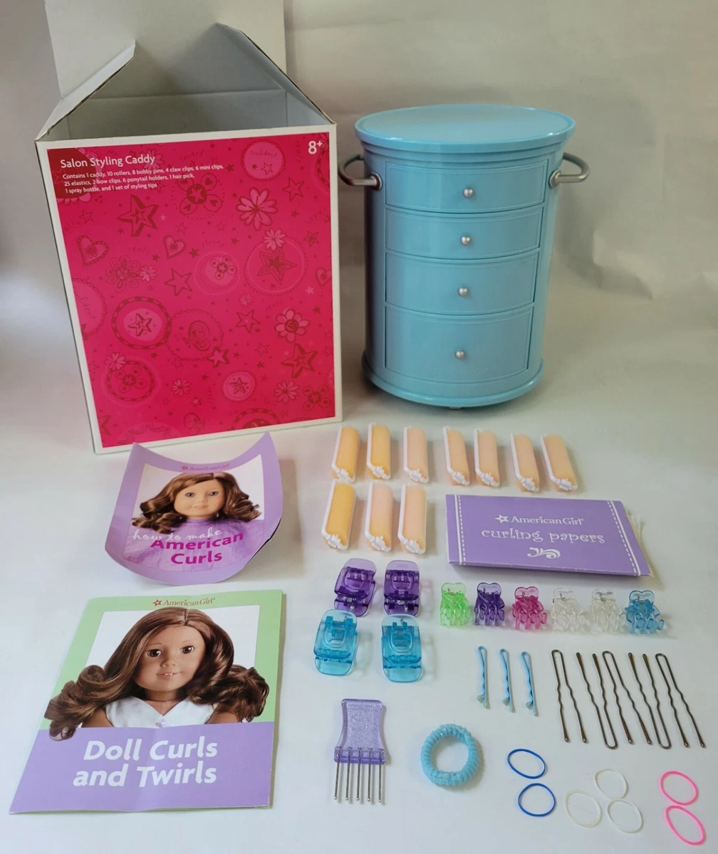 American Girl Blue Salon Styling Caddy for Hair Styling with Partial Accessories
