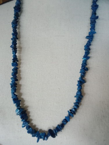Vintage 90's Blue Lapis Lazuli 29" Infinity Necklace Polished Nuggets - Picture 3 of 5