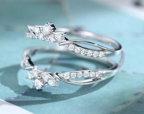 Enhancer Wrap Band Ring, Enhancer Guard Ring, 1,50 ct runder Moissanit Ring - Bild 3 von 5