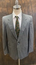 LANVIN Made in USA Vintage Gray Check Print Wool Blazer Size 42 R