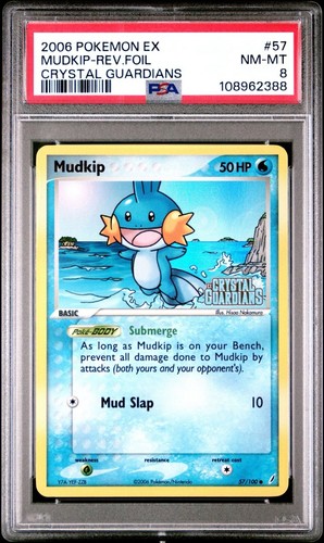 2006 Pokémon EX Crystal Guardians 57 MUDKIP-Reverse Foil, PSA 8, NM-MINT