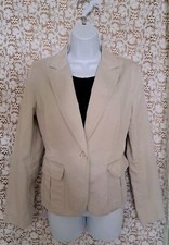J Crew Blazer Beige Size M School Boy One Button Preppy 100 Cotton Single Vent