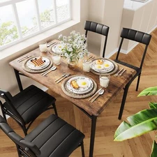 5pcs Dining Table Set for 4 , Kitchen Table Set with 4 Upholstered Chairs Modern