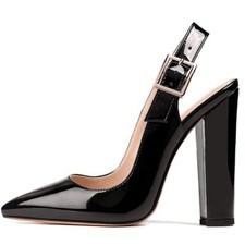 Women's High Heels Pointed Toe Slingback Block Heel Pumps Sandals Party Shoes