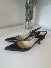 Manolo Blahnik Slingback Pointed Toe Kitten Heels 39 1/2