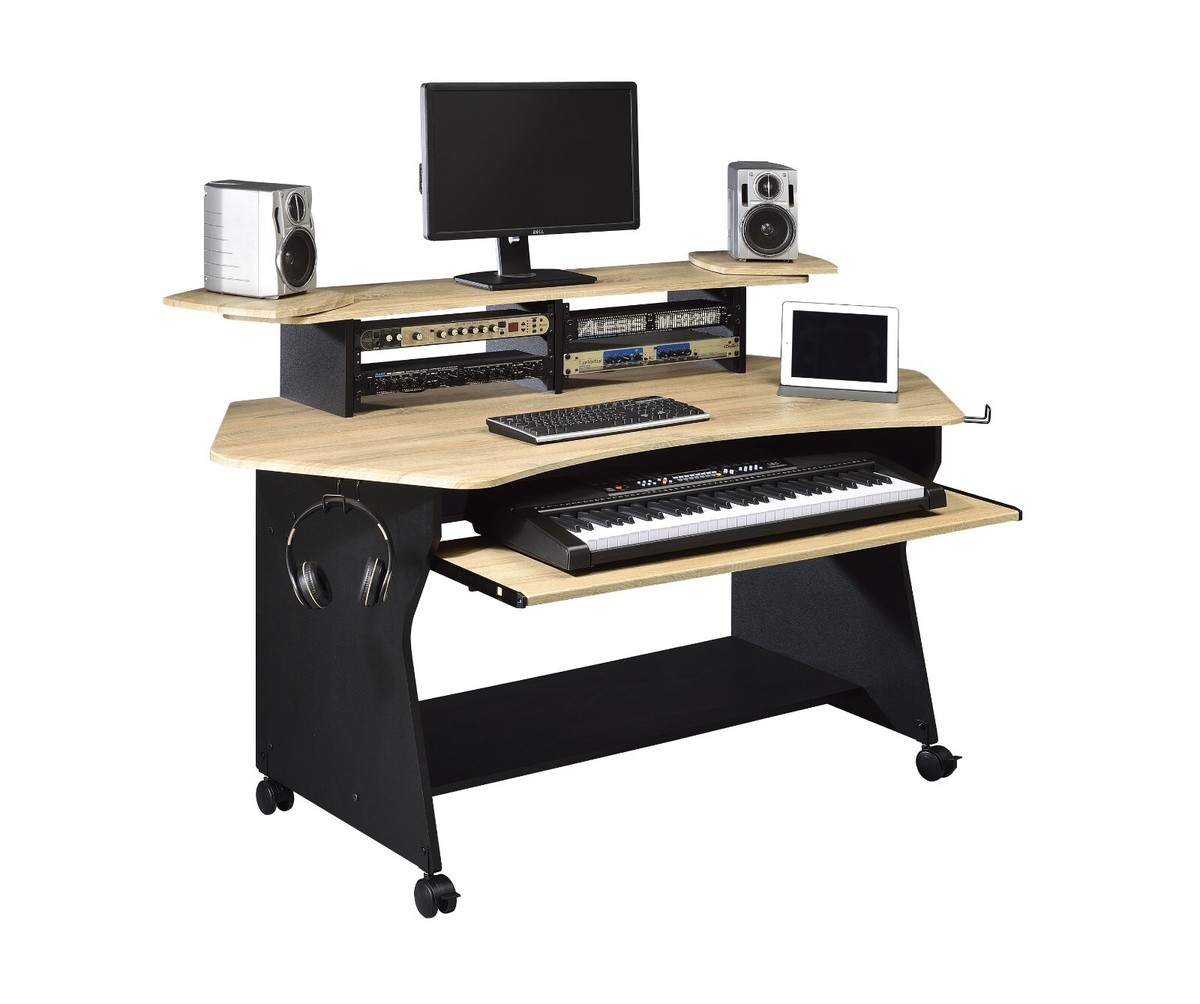Macデスクトップ miruqiaau Musiea IM100 Series Music Studio Desk Workstation with 2 x 4U rack