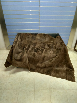 Luxury Brown Astrakhan Skin Fur Throw Real Lamb Fur Blanket / Bedspread