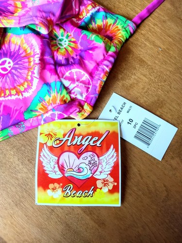 NWT $30 Angel Beach Girls 2 Pc Tankini Swimsuit Size 10 Tie-dye Look - Picture 5 of 6