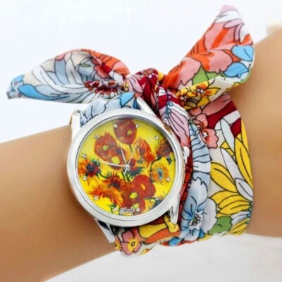 Armbanduhr Schal Motiv Sonnenblumen Blumen Watch