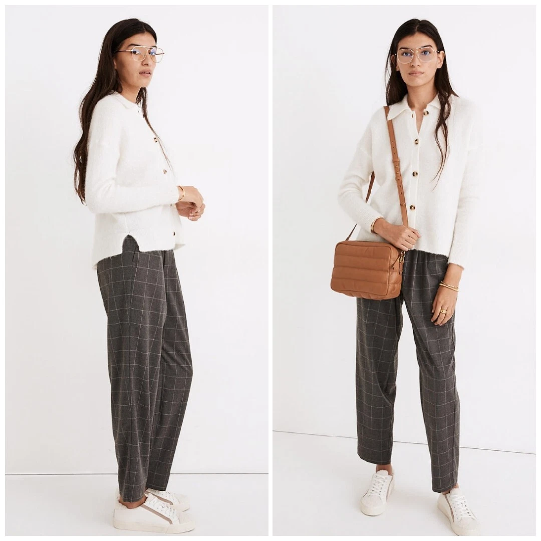 Madewell Plaid Flannel Track Trousers Straight Pants Pleated MC154