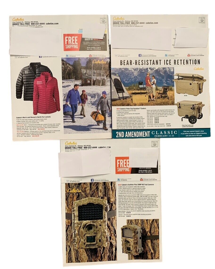 Cabelas Catalog Spring Fall Winter Gear 2016 Lot Of 3 Fishing Hunting