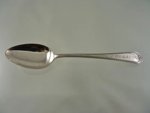 PRUDENCE 1933  TEASPOON BY LUNT SILVERSMITHS "LT PETE L B C 1936"