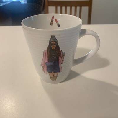 Rongrong Mod Chic Fashion Girl College Woman Tall Coffee Cup Tea Mug Lipstick