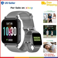 Pedometer Watch Senior Friendly Waterproof Fitness Tracker Heart Rate Sleep M...