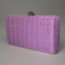 Kurt Geiger Kensington Pink Raffia Clutch