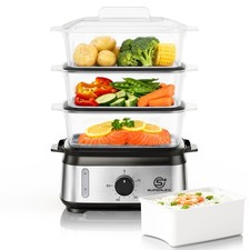 SUPERLEX 3-Tier Food Steamer 9L Electric Veg Steamer Healthy Steam Multi-cooker