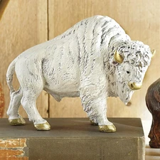 Sacred White Buffalo Sculpture Home Office Decor Wild Animals Statue