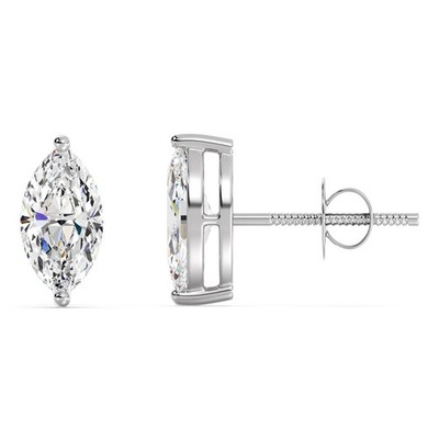 2 Karat Marquise Diamant Ohrringe 14 Karat Weißgold Ohrstecker IGI Lab Create...
