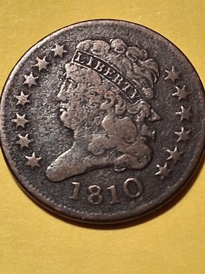 1810 CLASSIC HALF CENT. VF CONDITION.ORIGINAL PATINA. UNCLEANED. RARE & SCARCE.