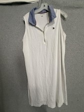 Tommy Hilfiger Dress Womens 1X White Sleeveless Polo Shirt Zip Knee Length