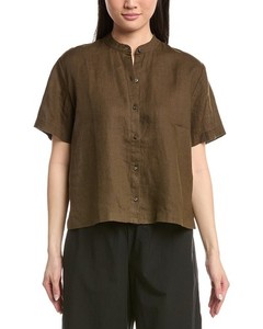 Eileen Fisher Mandarin Collar Linen Shirt Women's