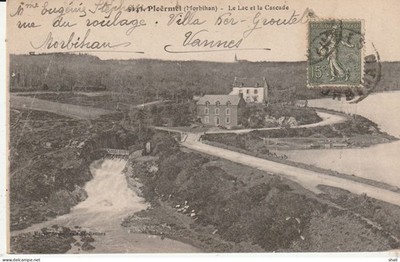 CPA PLOERMEL LE LAC ET LA CASCADE