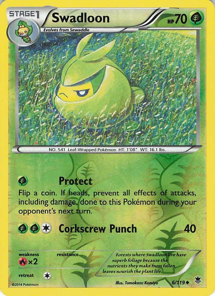 Pokemon Swadloon 6/119 Reverse Holo Card XY Phantom Forces TCG LP
