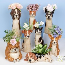 Shudehill Giftware Village Pottery Top Dog Hand Finished Vase Different Breeds!