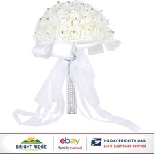 Chic White Bridal Bouquet with Foam Roses for Parties and Anniversaries