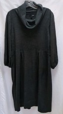 A.N.A. Sweater Dress Womens L Gray Cowl Neck 3/4 Sleeve Stretch Casual Career
