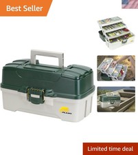 3-Tray Tackle Box with Dual Top Access, Dark Green Metallic/Off White, Tackl...