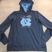 North Carolina Tar Heels Nike Hoodie Mens Large Blue Dri Fit Sweatshirt Pullover