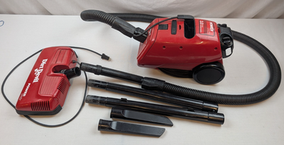 #ad Vintage Dirt Devil Lightweight Canister Vacuum 3.0HP Red Power Pak w Powerhead $149.99