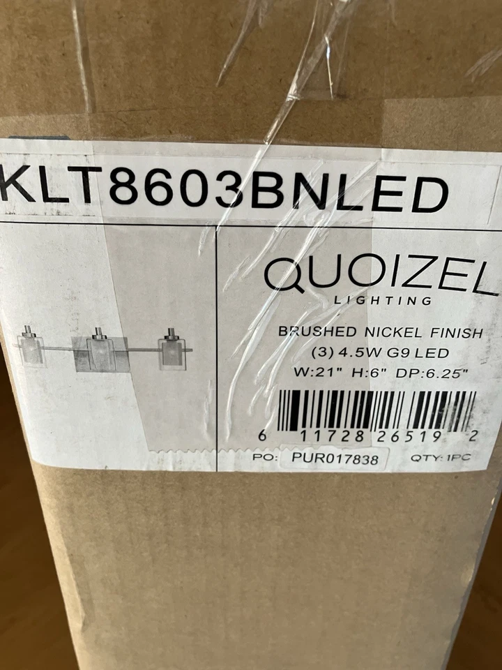 Quoizel KLT8603BNLED Kolt Vanity, 3-Light LED 13.5 Total Watts, Brushed Nickel - Image 2 of 4