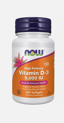 NOW Foods Vitamin D3 50iu 240 Softgels Strong Bones and Immune System Support