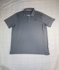 Puma Size L Performance Golf Polo Blue Palm Trees Sport Confort Ca9