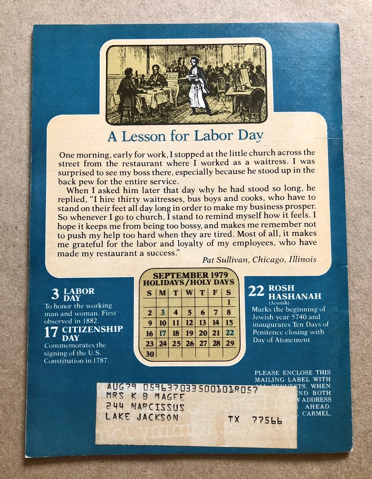 Guideposts Magazine (September 1979), Peter Jenkins: A Walk Across America, VG! - Image 2 of 3