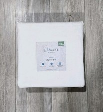 Welhome Welspun 3pc Duvet Cover Set King/Cal King Linen Cotton Blend White NEW