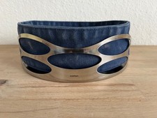 Stelton Edelstahl Brotkorb mit blauer Brotbeutel