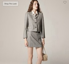J CREW SIZE 8 Cropped lady blazer in plaid Italian gauzy wool blend CN798 398