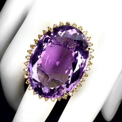 Egemdiamond 925 Sterling Silber Ring Oval Amethyst & Sapphire Handmade Größe 9