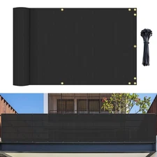 2.5' x 15' Black Balcony Privacy Screen Apartment Deck Railing, Mesh Fencing ...