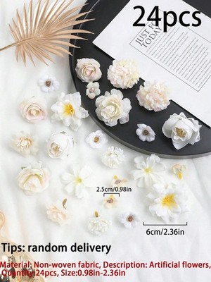 24pcs Milky White Artificial Flowers Kit For Wedding Garland Home Decor