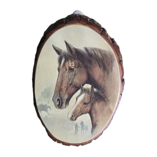 Vintage Ruane Manning Mare & Foal Wood Wall Plaque – Equine Art Decor