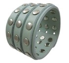 Zeckos Leather 3 Row Metal Studs Wristband Wrist Band — photo 3